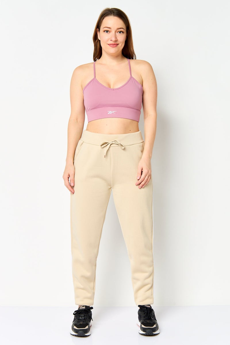 Reebok Women Brand Logo Lightly Padded Sports Bra, Mauve - Image 2